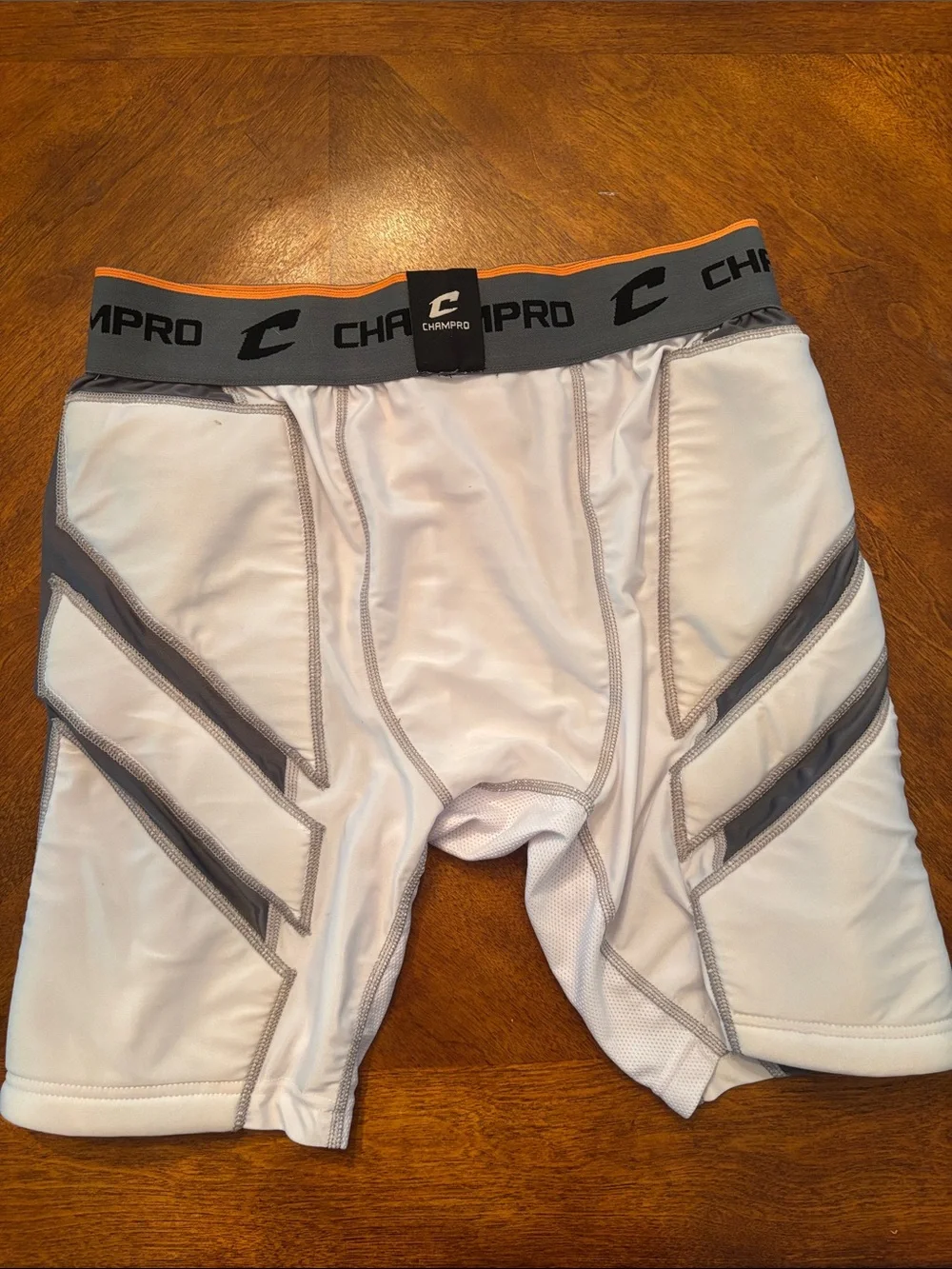 Champro Men’s White/Gray Performance sliding shorts w/ pouch for protectivecup